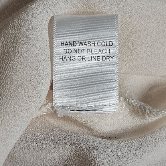 Chloe K Lace Blouse Cream Black Trim Long Sleeve L Coquette Workwear Chic - Picture 10 of 10